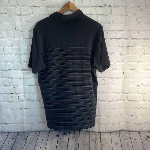 Travis Matthew Pima Cotton Mens Gray Black Striped Golf Polo Shirt size M - Picture 4 of 9
